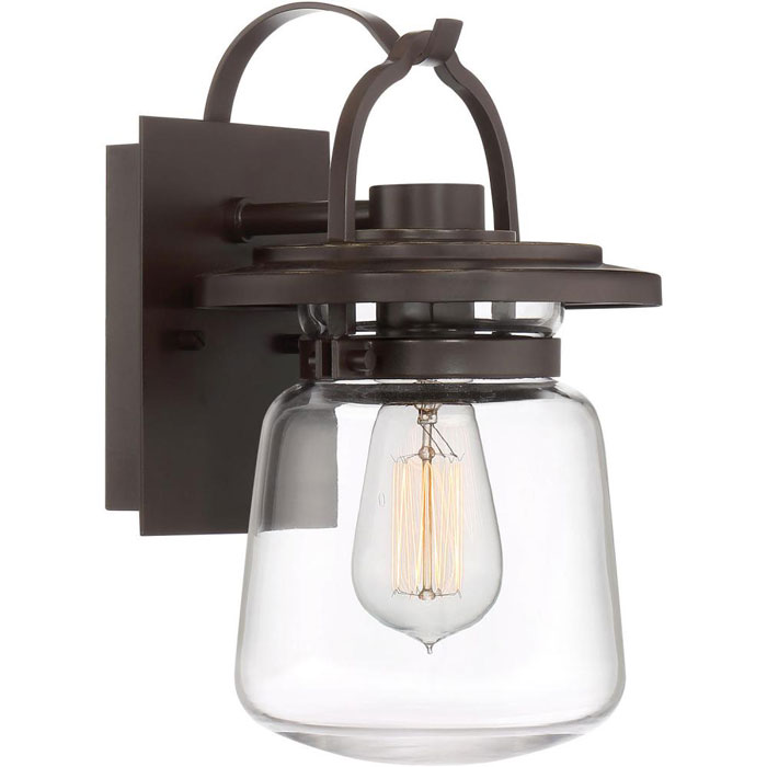 LaSalle Collection 1-Light Outdoor Wall Lantern in Western Bronze with Clear Glass Shade