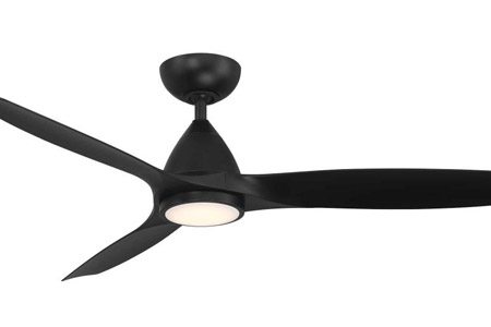 Skylark Collection (indoor/outdoor) 54” 3-Blade Ceiling Fan in Matte Black with Integrated LED Light