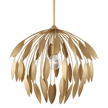 Margeaux Collection 1-Light Pendant in Buffed Gold with Botanical Cascading Leaf Layers Capital Lighting 351812GF