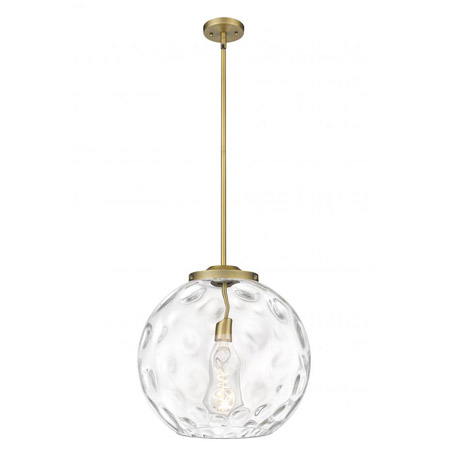 Athens Collection 1-Light Pendant in Brushed Brass with Water Glass Globe Shade Innovations Lighting 221-1S-BB-G1215-16