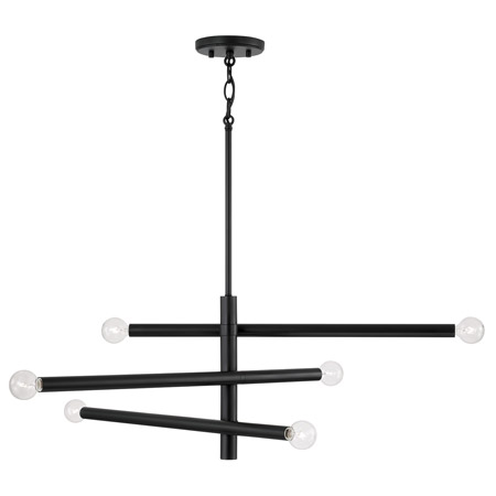 Zane Collection 6-Light Chandelier in Matte Black with Adjustable Arms Capital 451262MB