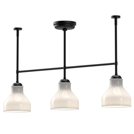 Westlake Collection 3-Light Pendant in Brushed Nickel with Glossy Opal Glass Milk Jug Shades Alora Lighting LP540334