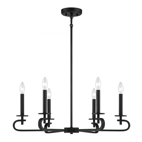 Torino Collection 6-Light Chandelier in Matte Black with Graceful Candle Mounts Savoy House 1-2450-6-89