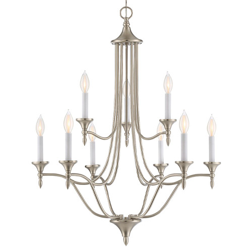 Herndon Collection 9-Light Chandelier in Satin Nickel with Graceful Arched Arms Savoy House 1-1009-9-SN