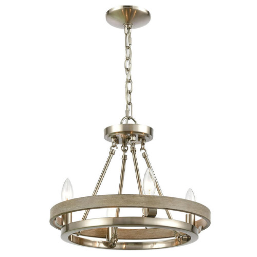 Ramsey Collection 4-Light Chandelier in Satin Nickel with Beechwood Frame Elk 75064/4